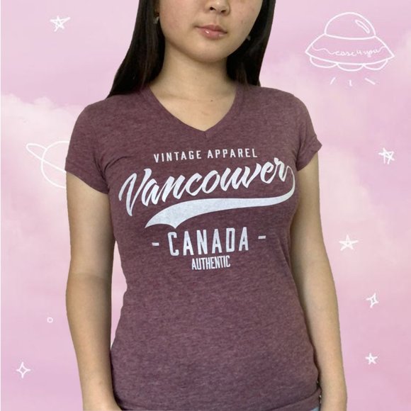 Maroon Vintage Apparel V-Neck Tee - Picture 1 of 2